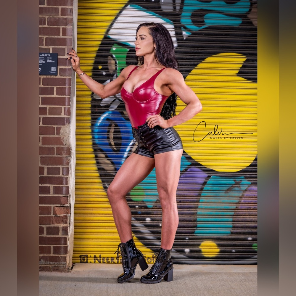 Faux Leather maroon body suit